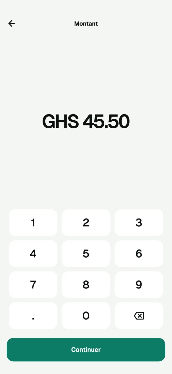 Clavier de saisie affichant GHS 45.50