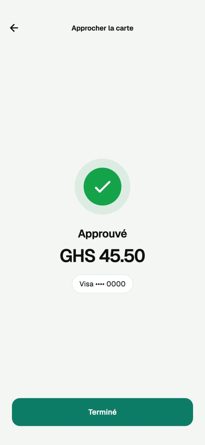 Confirmation d'un paiement approuvé de GHS 45.50