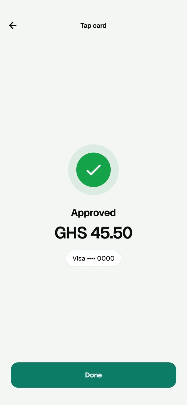 Approved payment confirmation for GHS 45.50